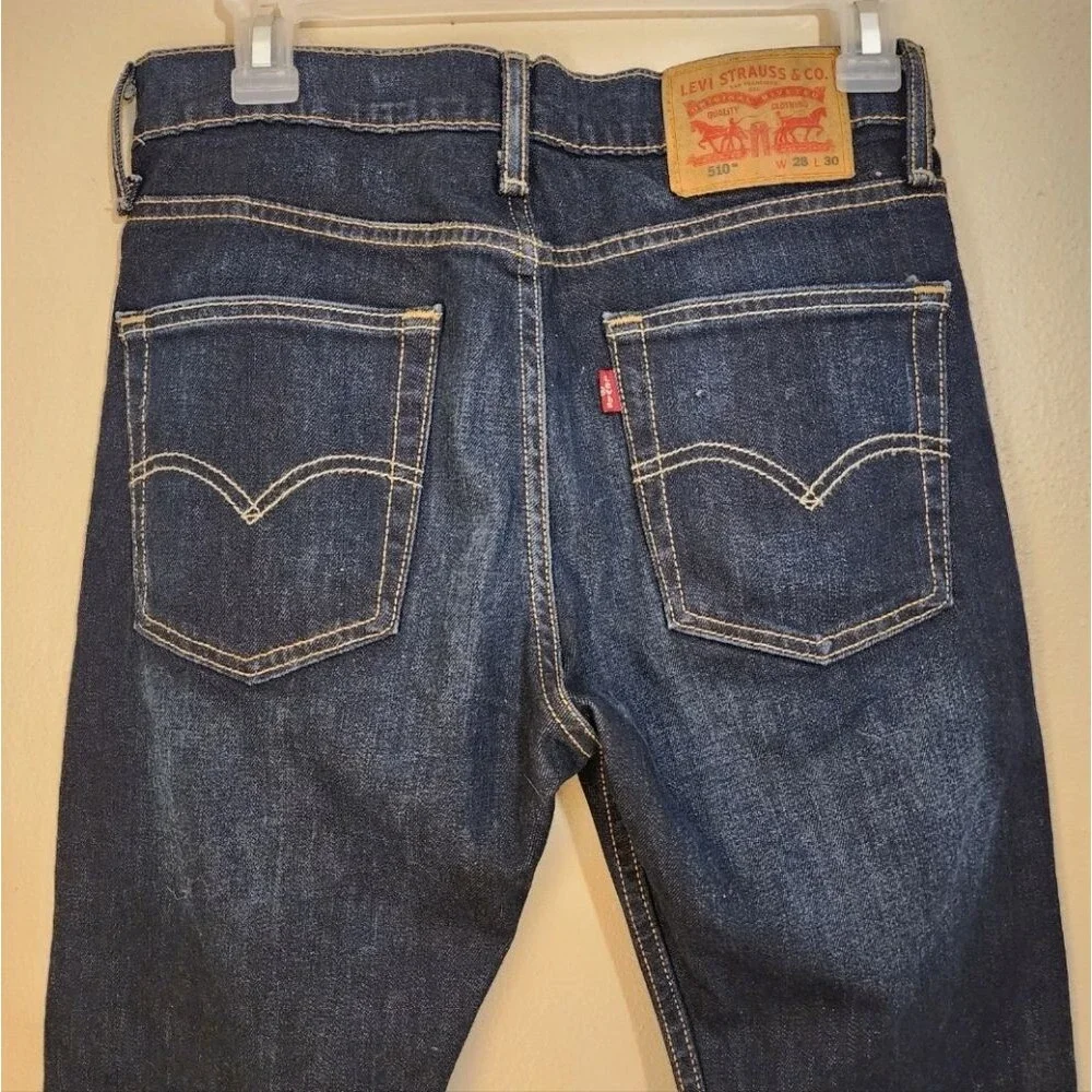 Levis 510 Dark Wash Denim Skinny Jeans Size 28X30 Indie Grunge High Waisted Jean